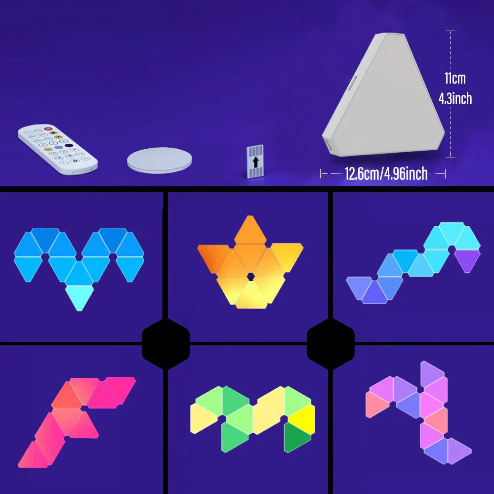 Luzes LED Smart RGB para Parede - Wi-Fi, Pack de 10, Sincronização com música Luzes LED Smart RGB para Parede - Wi-Fi, Pack de 10, Sincronização com música